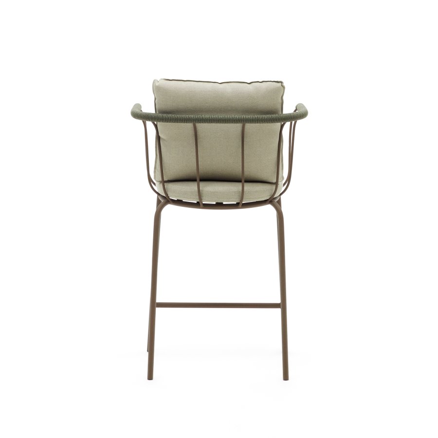 KAVE HOME Salguer udendrs barstol, m. beige hynder - grn reb og brun stl