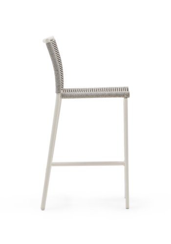 KAVE HOME Culip utendrs barkrakk, med ryggsttte og fotsttte, stablebar - tau og hvit aluminium