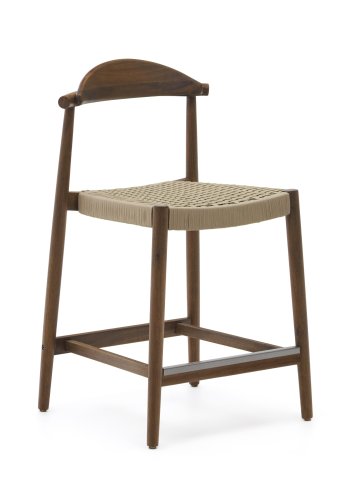 KAVE HOME Nina barkrakk, m ryggsttte og fotsttte - beige tau og valnttfinish akasietre (H:62)