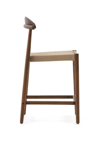 KAVE HOME Nina barkrakk, m ryggsttte og fotsttte - beige tau og valnttfinish akasietre (H:62)