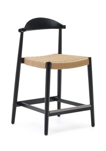 KAVE HOME Nina barkrakk, med ryggsttte og fotsttte - beige tau og svart akasietre (H:62)