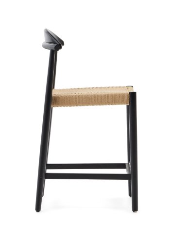 KAVE HOME Nina barkrakk, med ryggsttte og fotsttte - beige tau og svart akasietre (H:62)