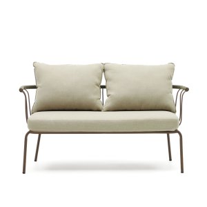 KAVE HOME Salguer havesofa, m. beige hynder - grn reb og brun stl