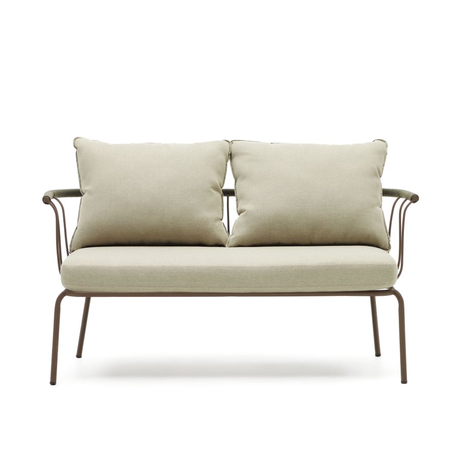 KAVE HOME Salguer hagesofa, med beige puter - grnt tau og brunt stl