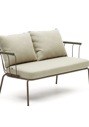 KAVE HOME Salguer hagesofa, med beige puter - grnt tau og brunt stl