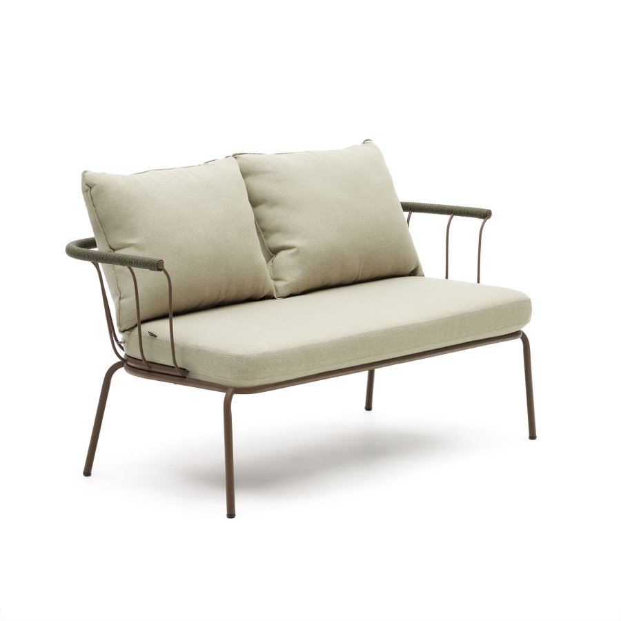 KAVE HOME Salguer hagesofa, med beige puter - grnt tau og brunt stl