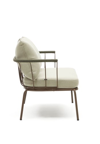 KAVE HOME Salguer hagesofa, med beige puter - grnt tau og brunt stl