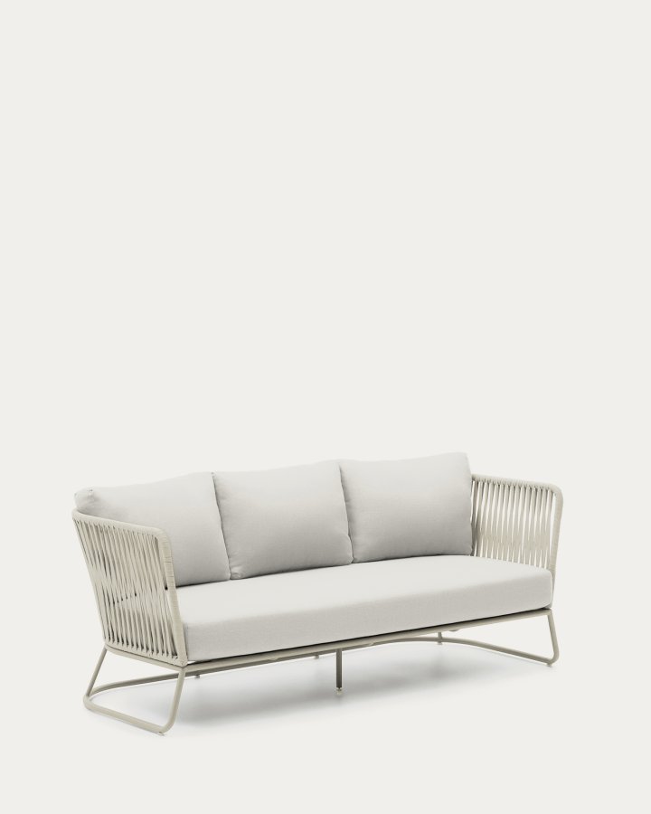 KAVE HOME Saconca utendrs 3-seters sofa i tau og grtt galvanisert stl 189 cm