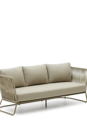 KAVE HOME Saconca 3-manns utendrs sofa - grnt tau og stl