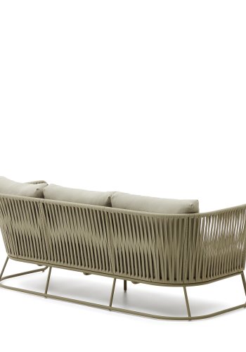 KAVE HOME Saconca 3-manns utendrs sofa - grnt tau og stl