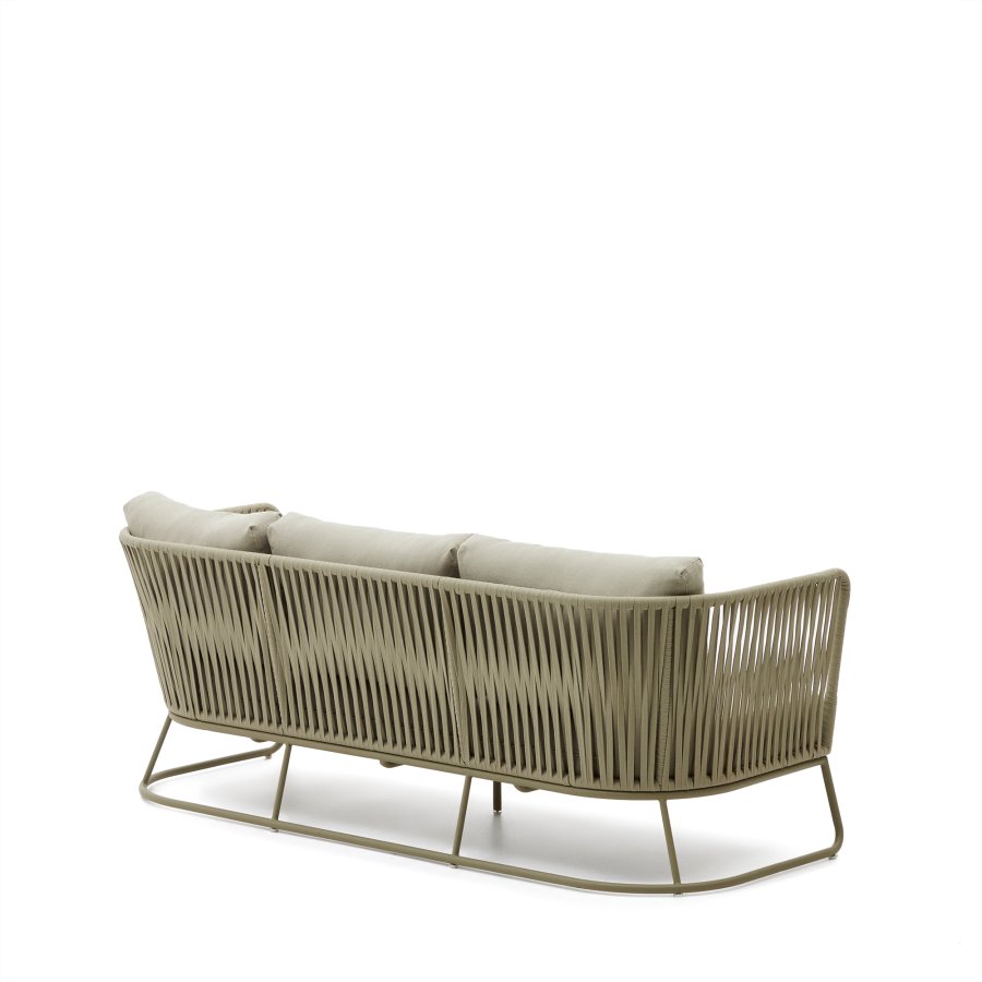 KAVE HOME Saconca 3-manns utendrs sofa - grnt tau og stl