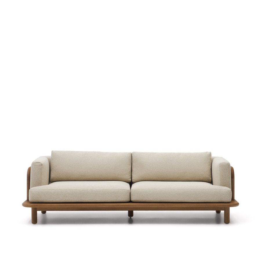 KAVE HOME Turqueta 3-sits soffa av massiv teak 230 cm FSC 100%.