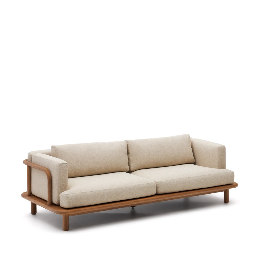 KAVE HOME Turqueta 3-sits soffa av massiv teak 230 cm FSC 100%.