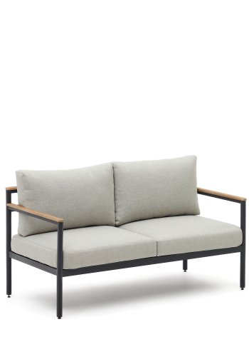 KAVE HOME Aiguafreda salongsett, m. 2-manns sofa, 2 stoler, 1 salongbord - gr aluminium og akasietre