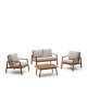 KAVE HOME Frares hagesett, m. 2-manns sofa, 2 lenestoler, 1 salongbord - akasietre (sett med 4)