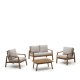 KAVE HOME Frares hagesett, m. 2-manns sofa, 2 lenestoler, 1 salongbord - akasietre (sett med 4)