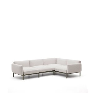 KAVE HOME Sorells modul 5 pers. udendrs hjrnesofa - beige og grn aluminium (276x191,5cm)