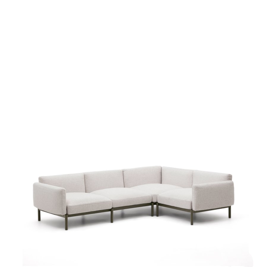 KAVE HOME Sorells modul 5-personers utendrs hjrnesofa - beige og grnn aluminium (276x191,5 cm)