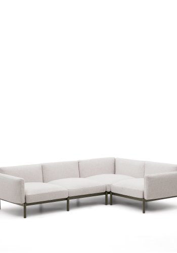 KAVE HOME Sorells modul 5-personers utendrs hjrnesofa - beige og grnn aluminium (276x191,5 cm)