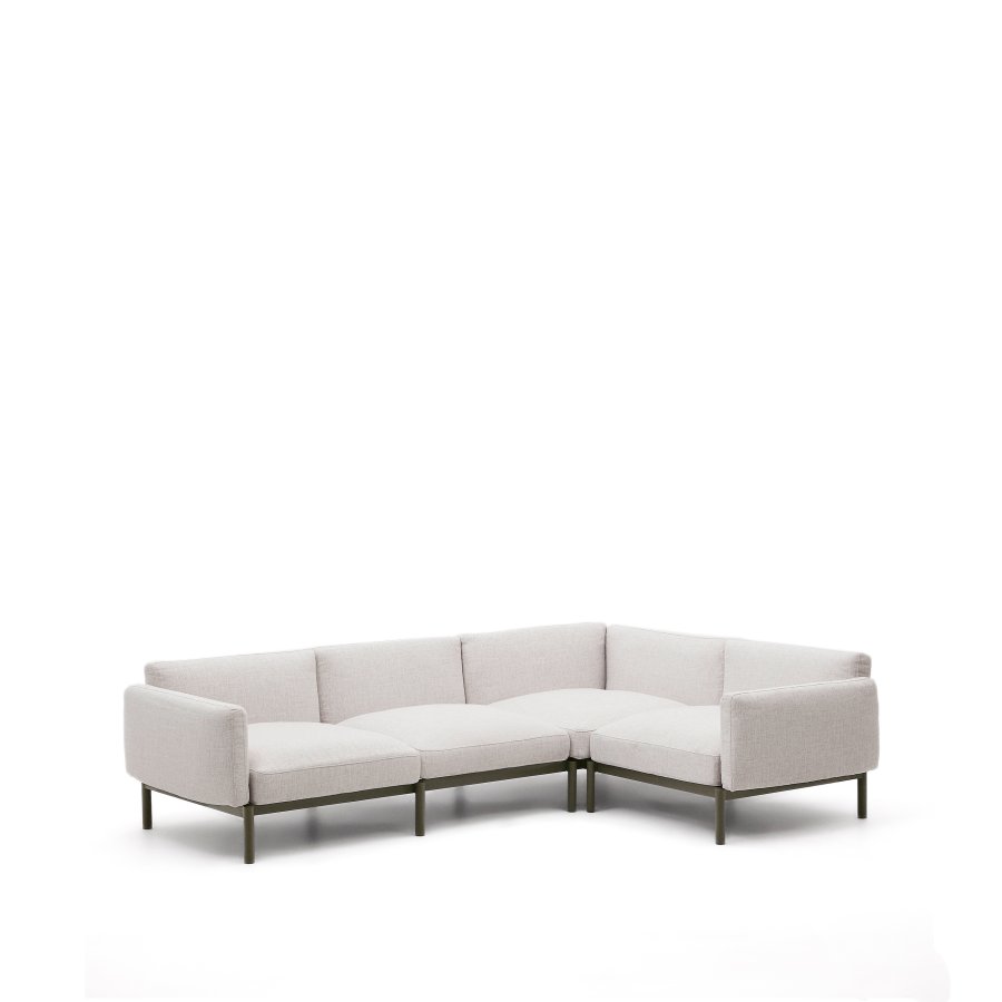 KAVE HOME Sorells modul 5-personers utendrs hjrnesofa - beige og grnn aluminium (276x191,5 cm)