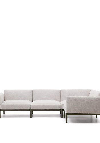 KAVE HOME Sorells modul 5-personers utendrs hjrnesofa - beige og grnn aluminium (276x191,5 cm)