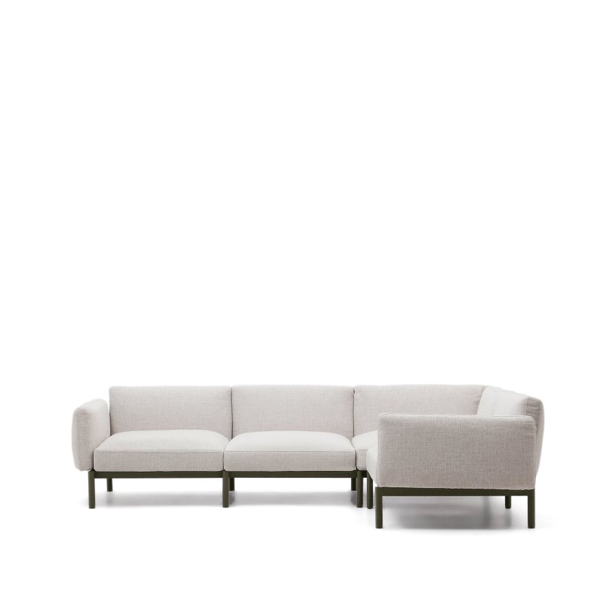 KAVE HOME Sorells modul 5-personers utendrs hjrnesofa - beige og grnn aluminium (276x191,5 cm)