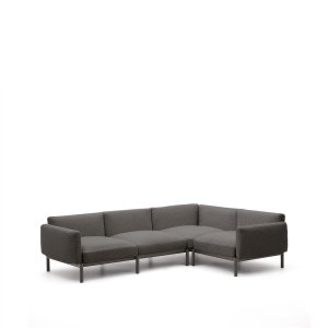 KAVE HOME Sorells modul 5 pers. udendrs hjrnesofa - gr og gr aluminium (276x191,5cm)