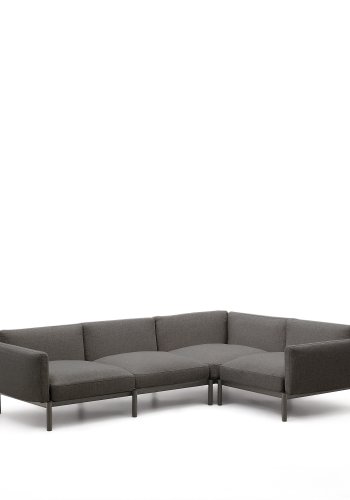 KAVE HOME Sorells modul 5-manns utendrs hjrnesofa - gr og gr aluminium (276x191,5cm)