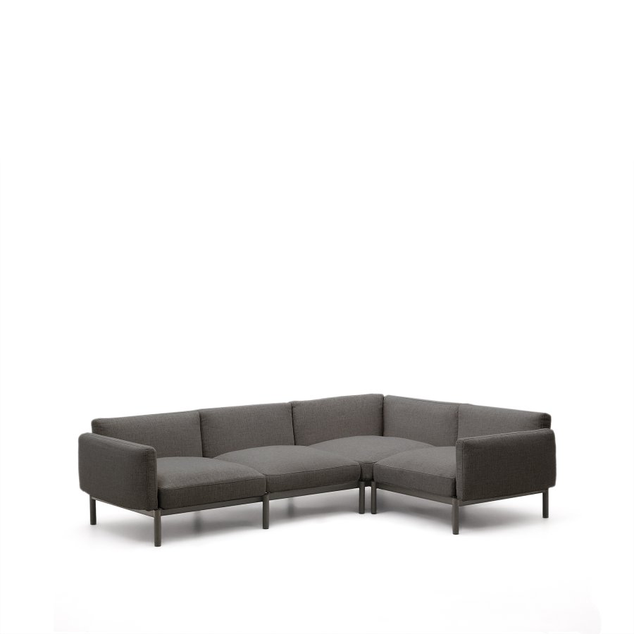KAVE HOME Sorells modul 5-manns utendrs hjrnesofa - gr og gr aluminium (276x191,5cm)