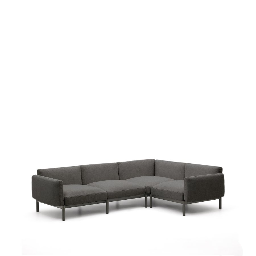 KAVE HOME Sorells modul 5-manns utendrs hjrnesofa - gr og gr aluminium (276x191,5cm)