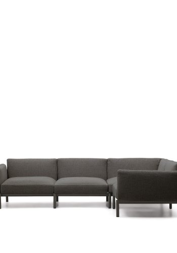 KAVE HOME Sorells modul 5-manns utendrs hjrnesofa - gr og gr aluminium (276x191,5cm)