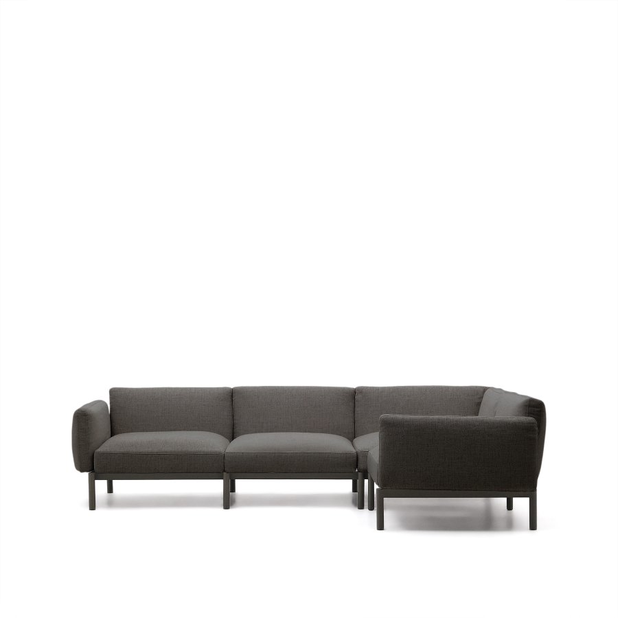 KAVE HOME Sorells modul 5-manns utendrs hjrnesofa - gr og gr aluminium (276x191,5cm)