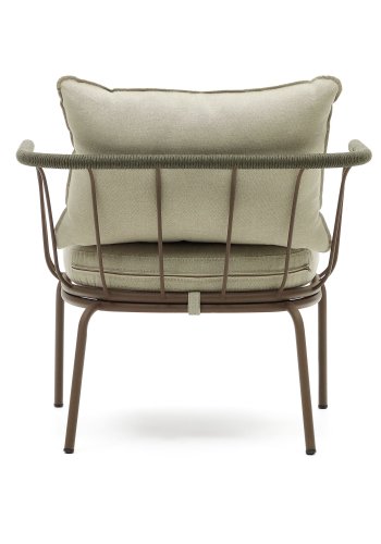 KAVE HOME Salguer utendrs lenestol, med beige puter - grnt tau og brunt stl