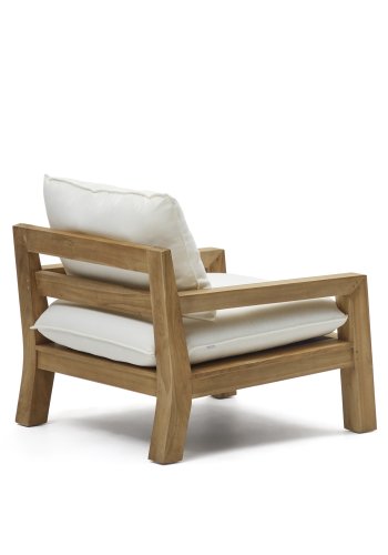 KAVE HOME Forcanera stol, m. hvit pute - brun teak