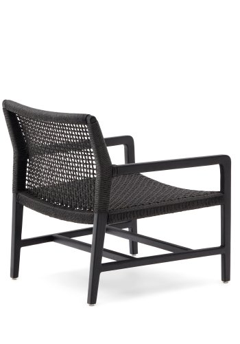 KAVE HOME Sabolla utendrs lenestol, med armlener - sort syntetisk flettet og svart teak