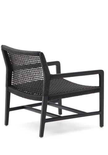 KAVE HOME Sabolla utendrs lenestol, med armlener - sort syntetisk flettet og svart teak