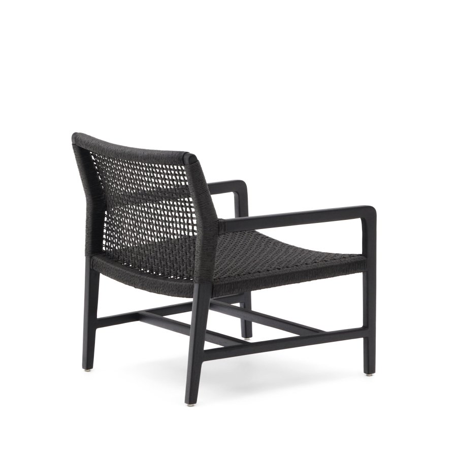 KAVE HOME Sabolla utendrs lenestol, med armlener - sort syntetisk flettet og svart teak