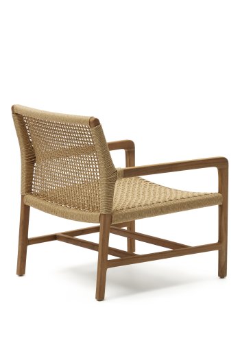 KAVE HOME Sabolla hagestol, med armlener - naturlig syntetisk flettet og teak