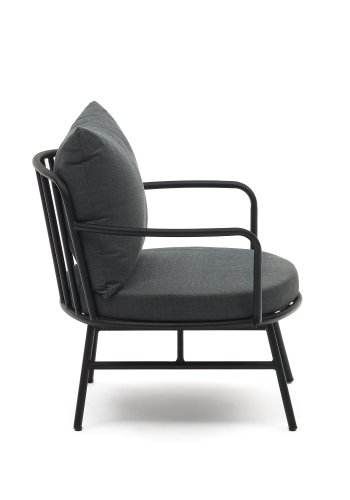 KAVE HOME Bramant lenestol, med armlener og stoffputer - sort stl