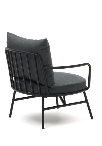 KAVE HOME Bramant lenestol, med armlener og stoffputer - sort stl