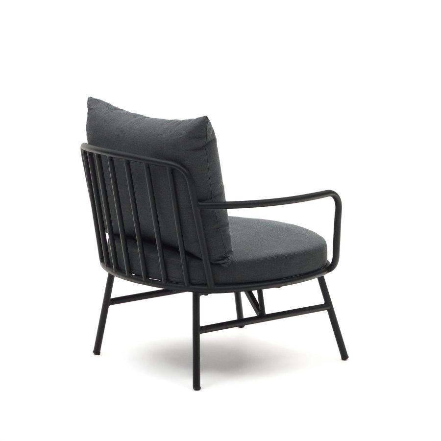 KAVE HOME Bramant lenestol, med armlener og stoffputer - sort stl