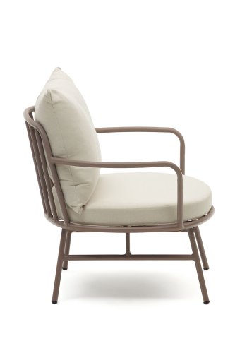 KAVE HOME  KAVE HOME Bramant Sessel, mit Armlehnen und Stoffkissen – malvenfarbener Stahl