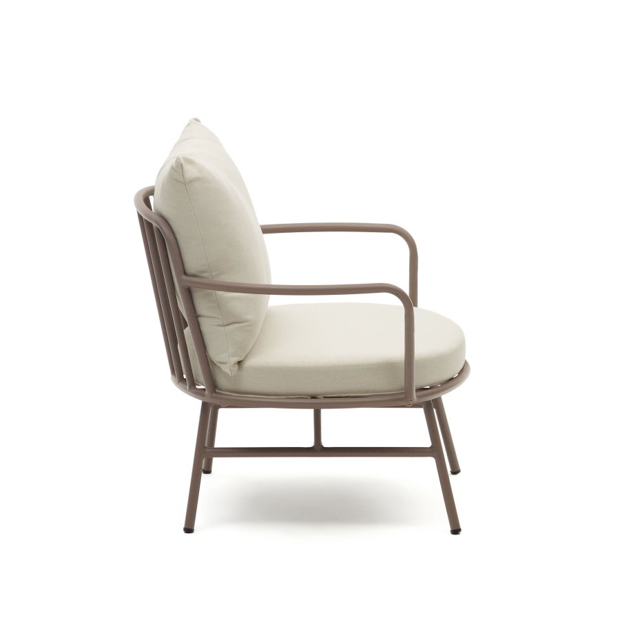 KAVE HOME  KAVE HOME Bramant Sessel, mit Armlehnen und Stoffkissen – malvenfarbener Stahl