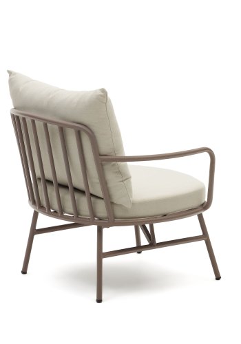 KAVE HOME  KAVE HOME Bramant Sessel, mit Armlehnen und Stoffkissen – malvenfarbener Stahl