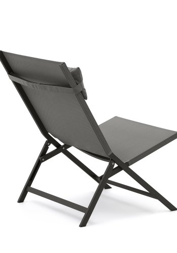 KAVE HOME Canutells utendrs lenestol, sammenleggbar - mrkegr tekstil og mrkegr aluminium