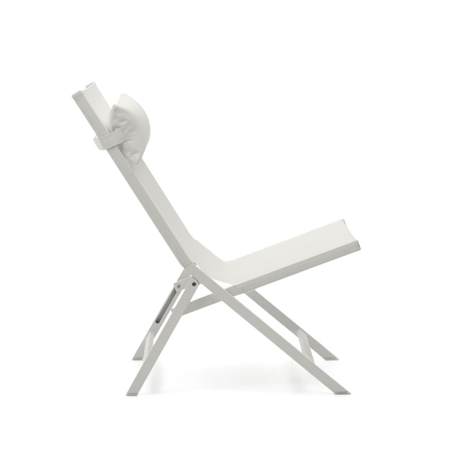 KAVE HOME Canutells utendrs lenestol, sammenleggbar - lysegr tekstil og lysegr aluminium