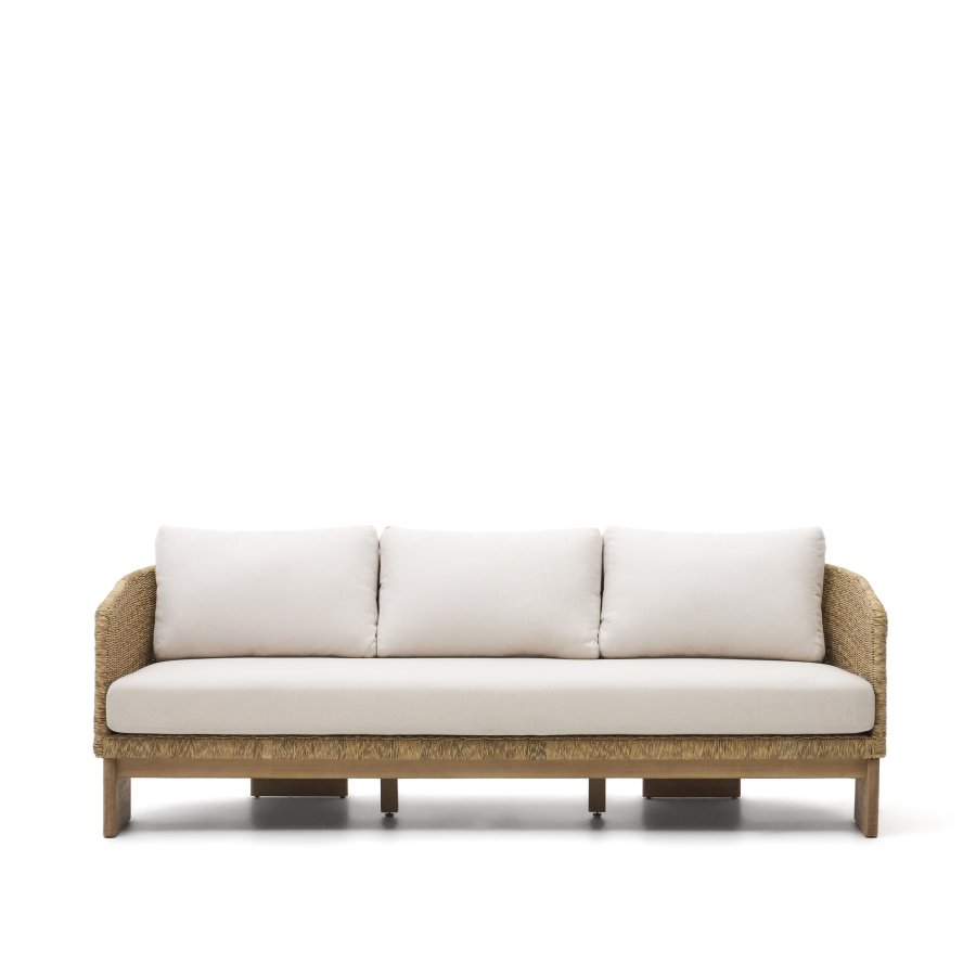 KAVE HOME Xoriguer 3-seters sofa - kunstrotting og eukalyptus tre