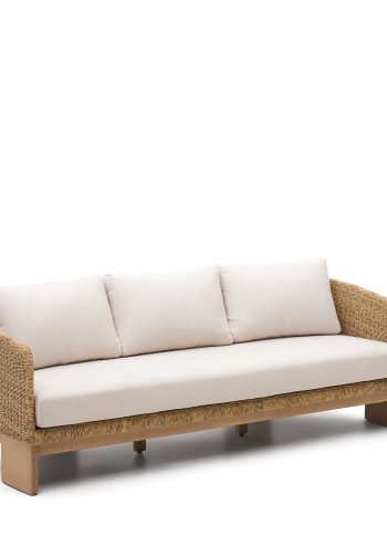 KAVE HOME Xoriguer 3-seters sofa - kunstrotting og eukalyptus tre