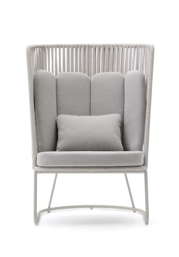 KAVE HOME Saconca utendrs lenestol med hy ryggsttte laget av tau og grtt galvanisert stl