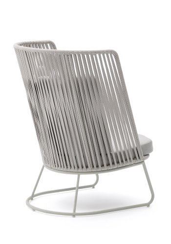 KAVE HOME Saconca utendrs lenestol med hy ryggsttte laget av tau og grtt galvanisert stl